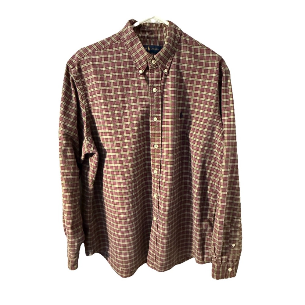 Polo Ralph Lauren Button Down Shirt Mens XL Plaid Multicolor Long Sleeve Cotton